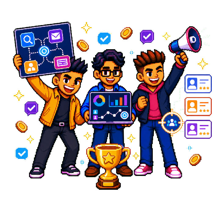 Digital Marketing character celebrating business growth