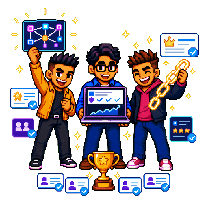 Search Engine Optimization character celebrating business growth
