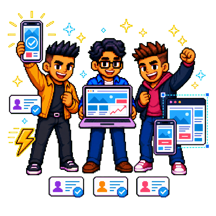 Web Design character celebrating business growth